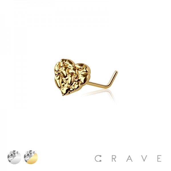RUGGED HEART 316L SURGICAL STEEL L-SHAPE NOSE RING
